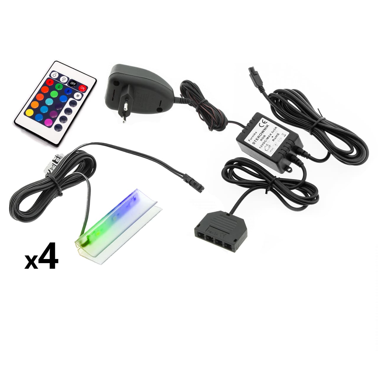 LED osvětlení 4 police - RGB (volba barev)