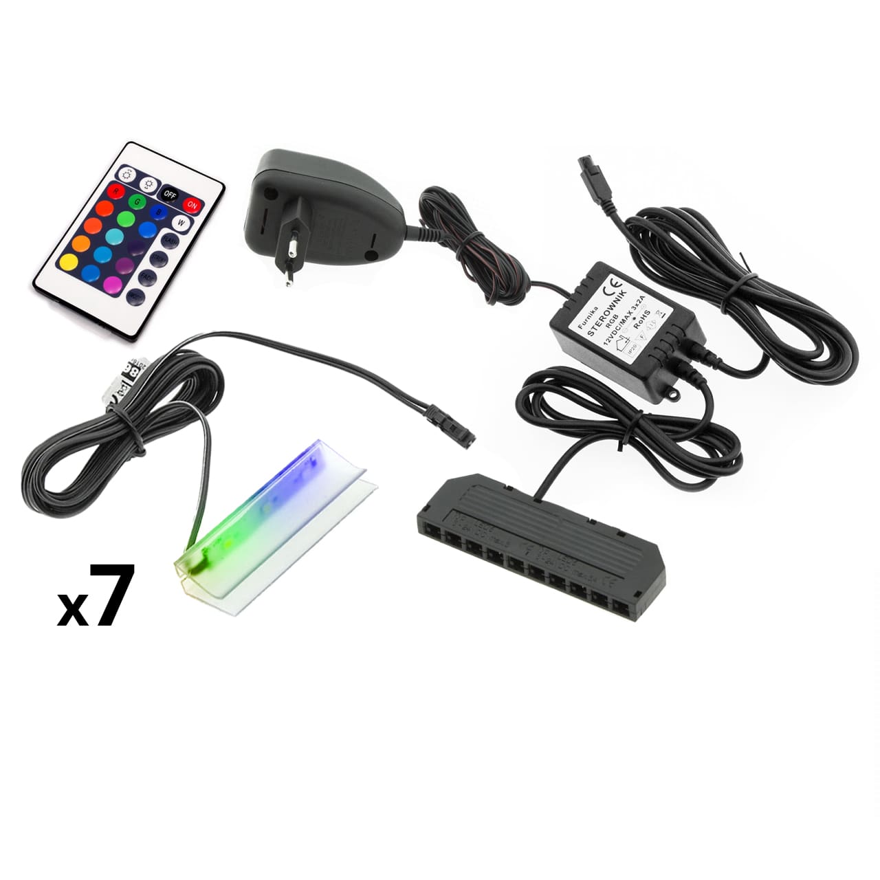 LED osvětlení 7 polic - RGB (volba barev)