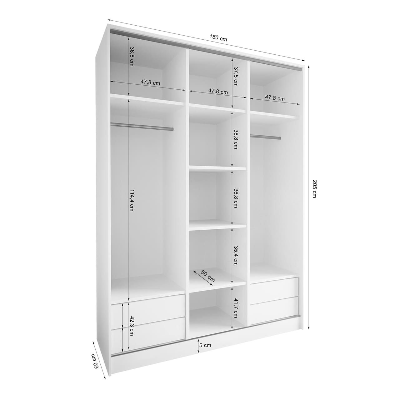 Korpus skříně MERV K12 150 bílá - Obrázek 2