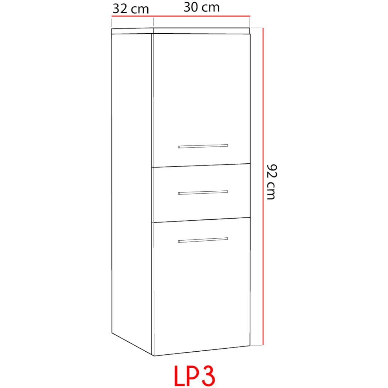 Koupelnová skříňka nízká LUPO LP3 bílý lesk - Obrázek 2