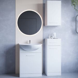 Koupelnový nábytek se zrcadlem NEPPA LED bílý laminát