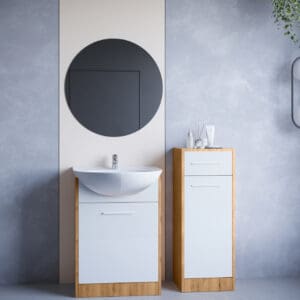 Koupelnový nábytek se zrcadlem NEPPA MINI dub artisan / bílý