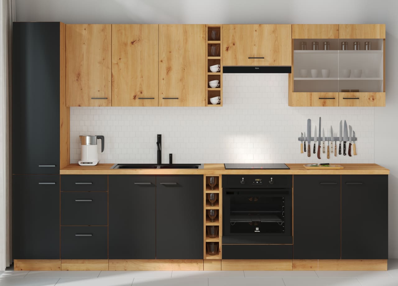 Dolní skříňka 40 MADERA 06 dub artisan / černá - Obrázek 2