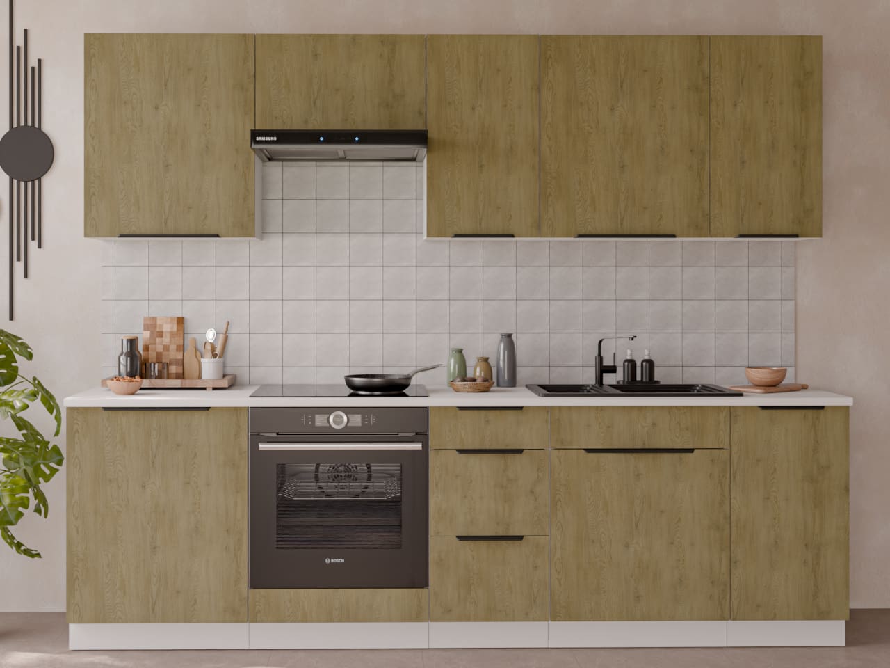 Skříň na vestavou lednici 60 CAMERON 41 bílý / dub cremona - Obrázek 4