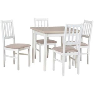 Stůl DS9 kašmír laminát / bílý + židle DK4 (4 ks) bílá / 11B