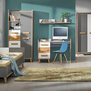 Studentský nábytek WERSA 9 antracit / dub riviera / briliantová bílá